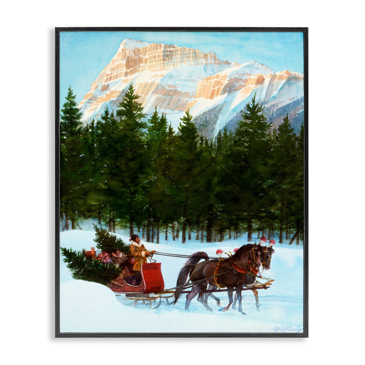Stupell Industries Sleigh Ride Carrying Trees Framed Giclee, design by Wind River Studios